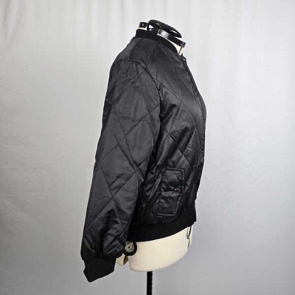 Eilly Bazar Quilted Bomber Jacket Women's S Black Zip Up NWOT - Picture 4 of 16